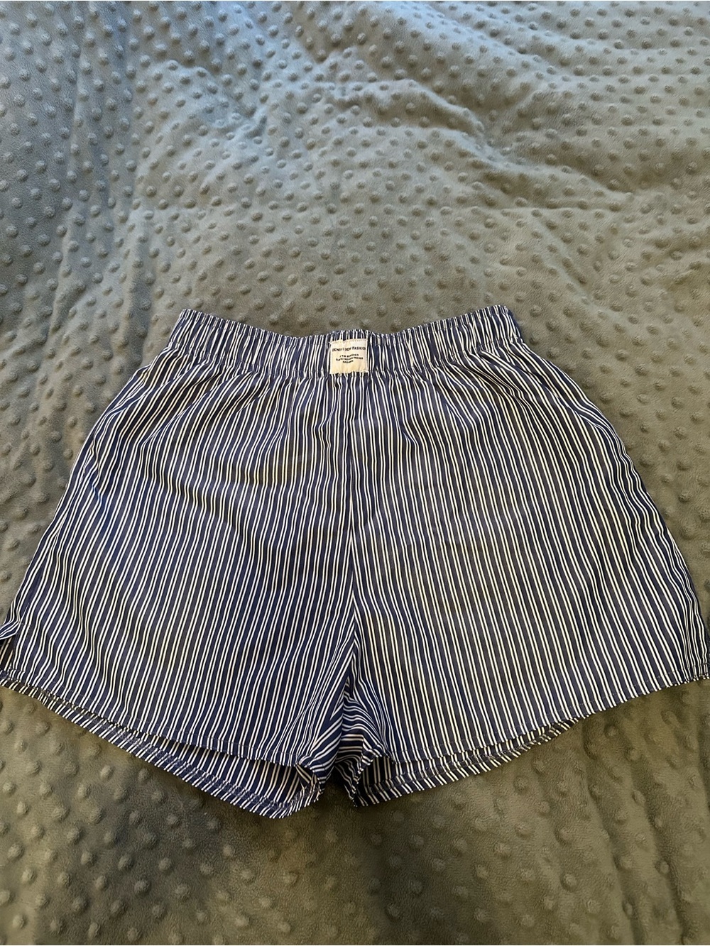 Amazon Blue and White Vertical Stripe Athletic Shorts